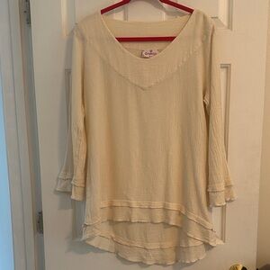 Women’s Cottonways Cream Layered Tunic Top, size 1